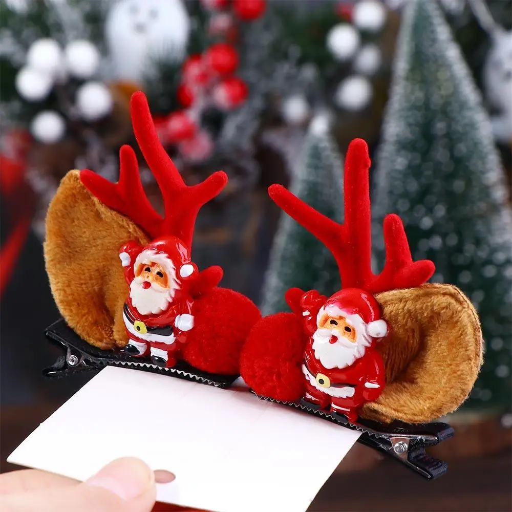 Fashion Cute Antler Hairpin Snowman Santa Claus Retro Hair Claw Merry Christmas Headdress Xmas Ornaments Kids Gifts