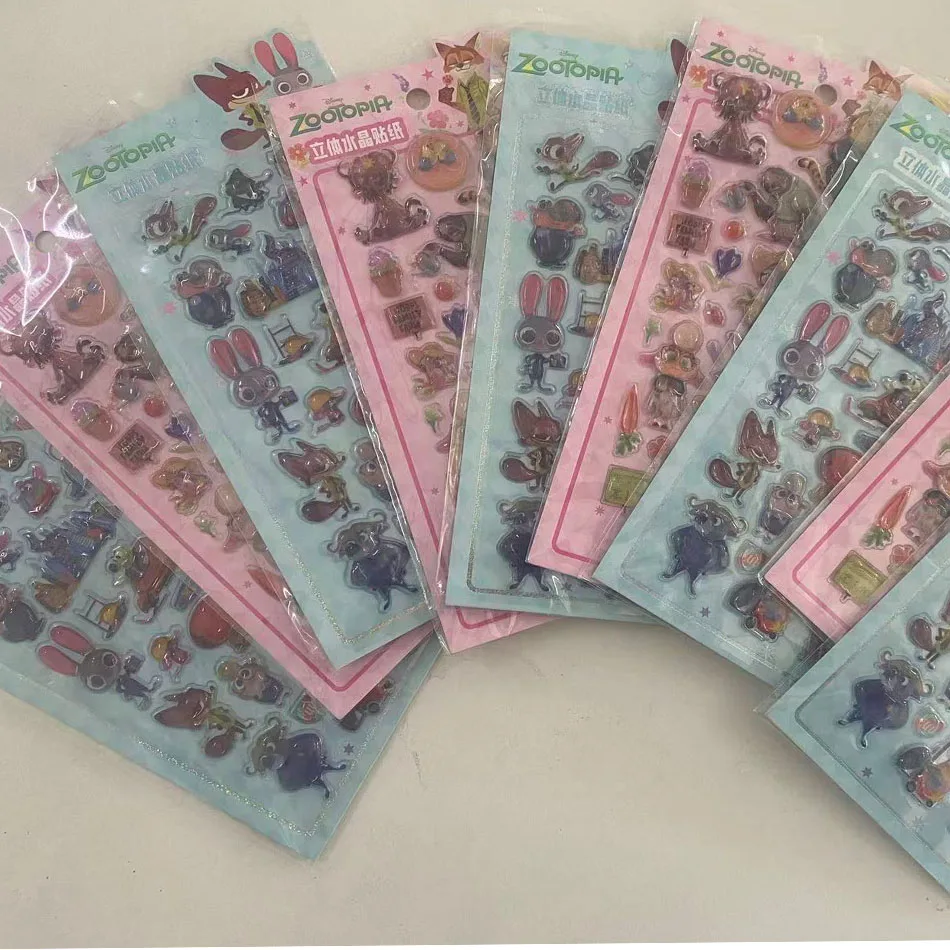 ملصقات الرسوم المتحركة Zootopia ملصقات كريستال ثلاثية الأبعاد جودي هوبس ملصقات فقاعات كريستال ثلاثية الأبعاد ملصقات يدوية هدية