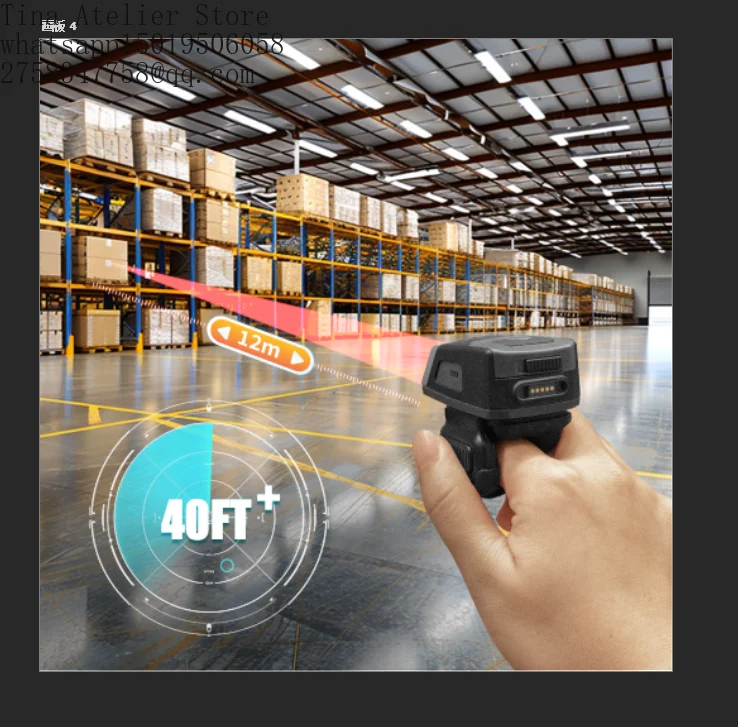Effon EF02 IP65 2D QR Reader Rugged Long Scan Distance 40ft Handsfree Ring Barcode Scanner for Warehouse Inventory Logistics