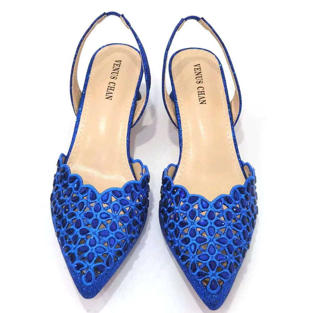 V-Chan 2024 Royal Blue Shoe And Bag With Elegant High Heels Shoes Italian Popular Design African Ladies Shoes Bag Set