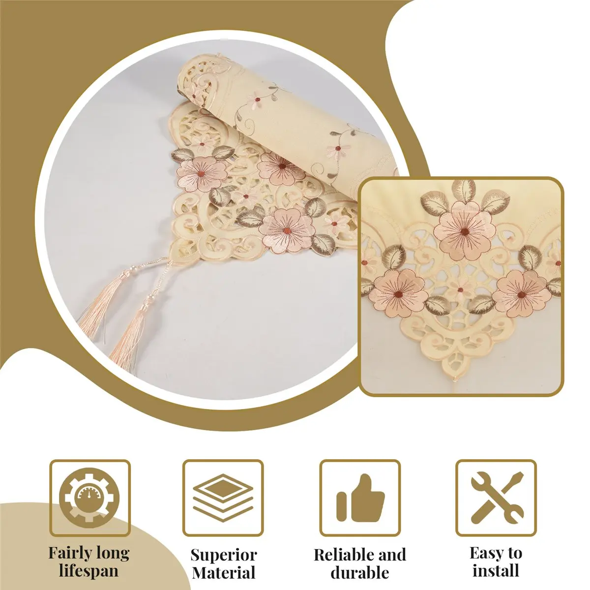 European Classical Embroidered Table Spreader Home Furnishing Fabric Placemat Rectangular Table Towel &LICG