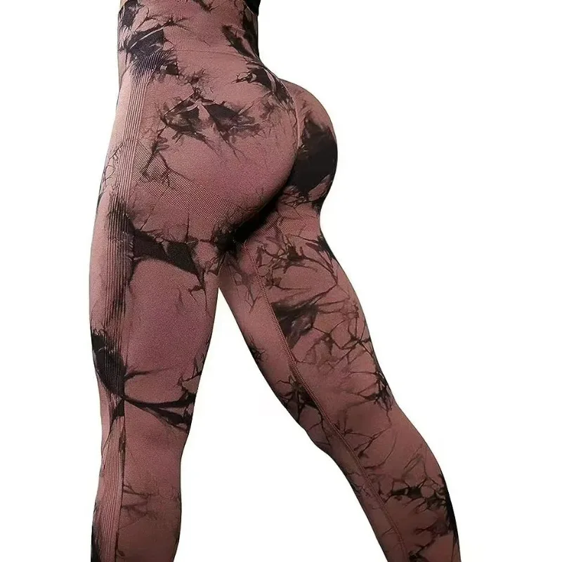 RONGKUN Yoga Clothes High Waisted Tie Dye Tight Running Pants Breathable Shaping and Hip Lifting Women's Yoga Pants