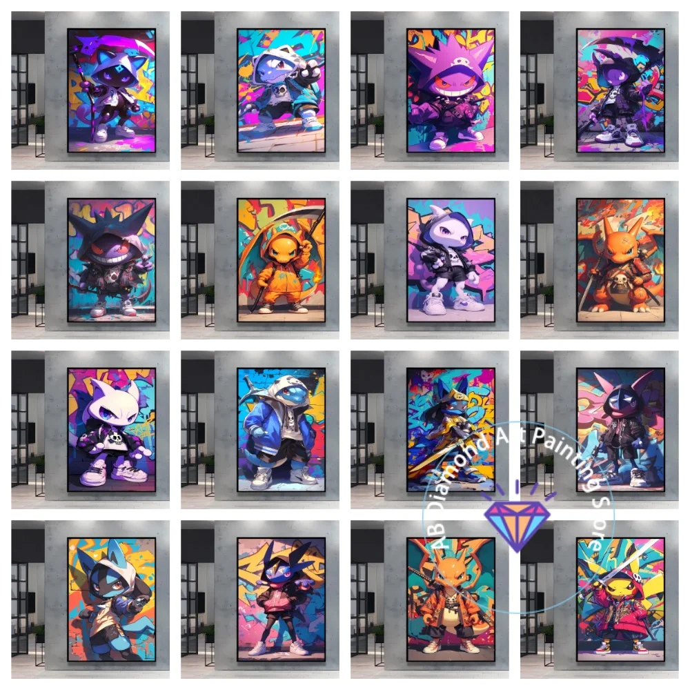 

Gorgeous and Colorful Pokemon Mewtwo Square Round AB Diamond Painting Kit 5D DIY Cross Stitch Handmade Crafts Home Decor Gift