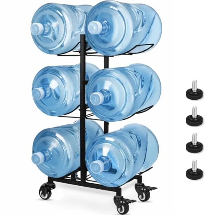 

5 Gallon Water Jug Holder with 4 Wheels, Movable Heavy Duty Foldable Water Jug Stand 3-Tier 5 Gallon Water Bottle Holder Water