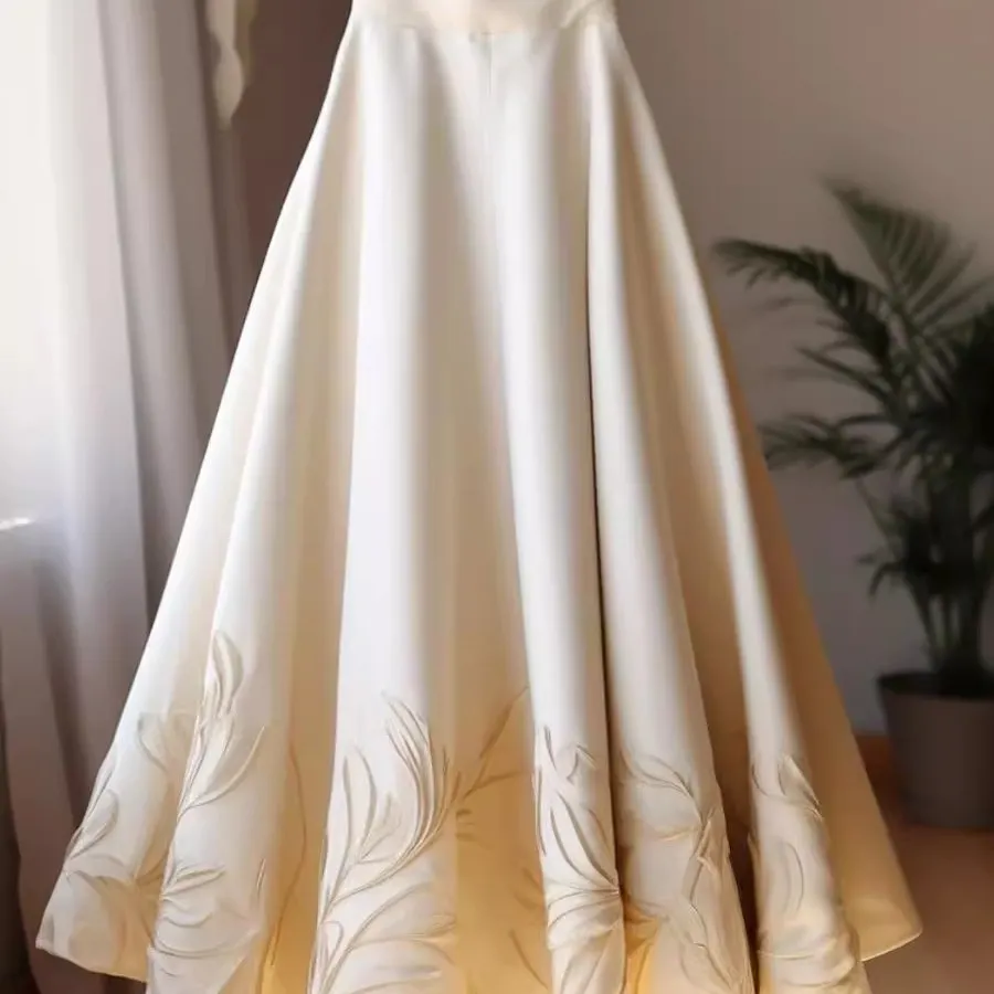 

Новая китайская юбка трапециевидной формы с высокой талией и хвостом, абрикосовый цвет, юбка для тела, модный и взрывной дизайн