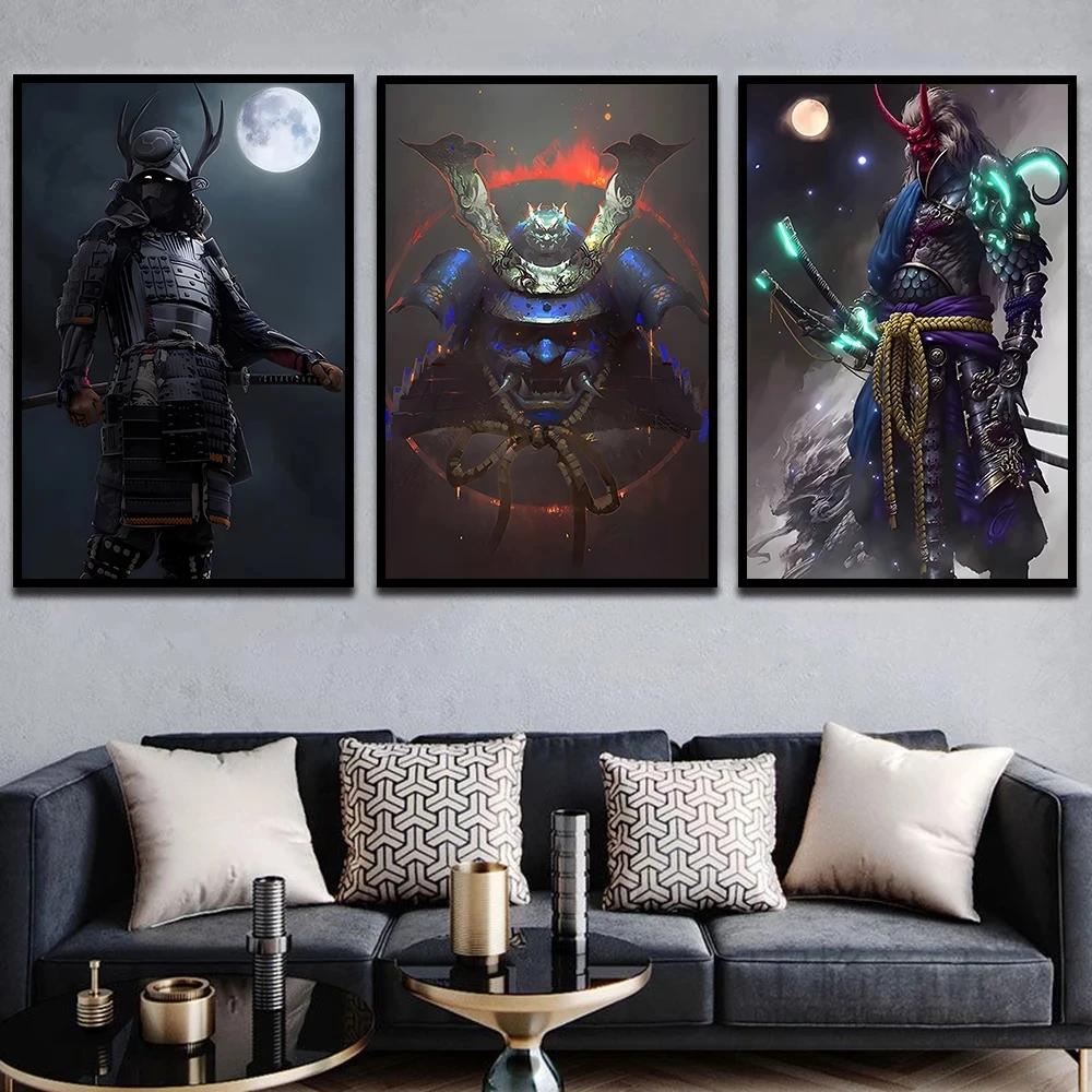 Japan Samurai Anime Poster Bushido Canvas Painting Japanese Warriors Portrait Abstract Wall Art Picture Print Home Wall Decor