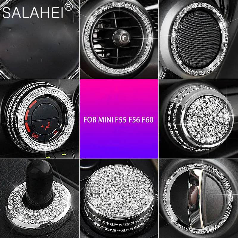 

Car Steering Wheel Multimedia Knob Air Outlet Diamond Interior Stickers For BMW Mini Cooper/Clubman F55/F56/F60 Auto Accessories