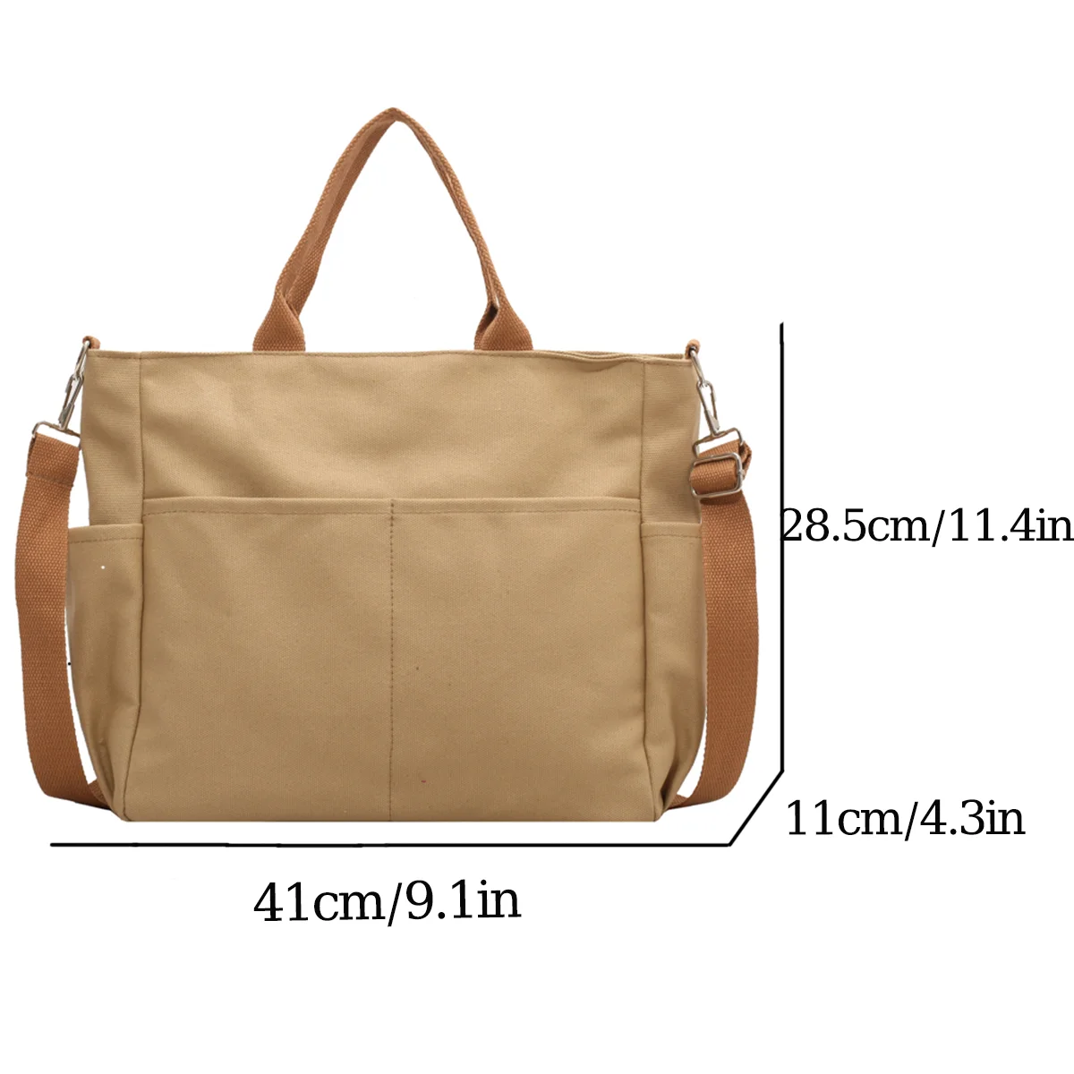 Ins Lazy Wind Canvas Big Bag, New Korean Version Of The Single Shoulder Crossbody Bag Female Simple Literary Solid Color