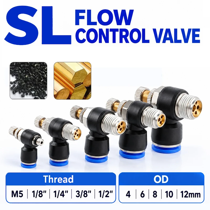 SL Elbow Male Thread Pneumatic Fitting 4/6/8/10/12mm 1/8