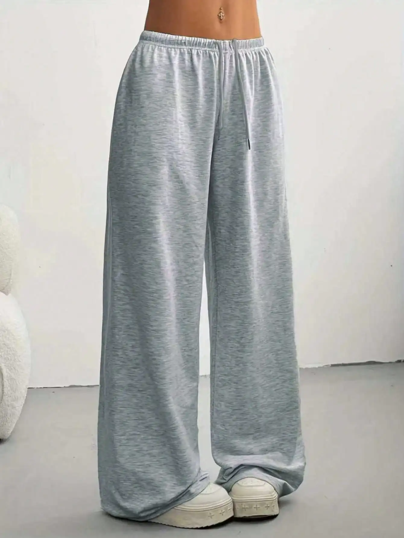2026 Damen Casual Ganzjahres-Laufhose - Bequeme, lockere, einfarbige Hose mit Kordelzug und elastischem Bund, weites Bein – Detail 5