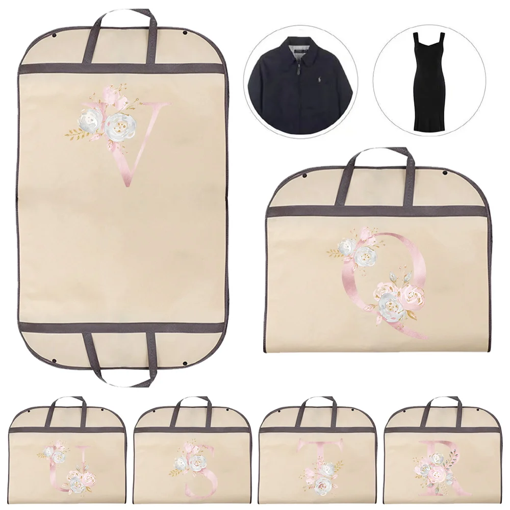 Clothing Cover Dustproof Dress Cover Suit Clothing Organizer Pink Flower Printing Series Non-woven  Hanger  Hook