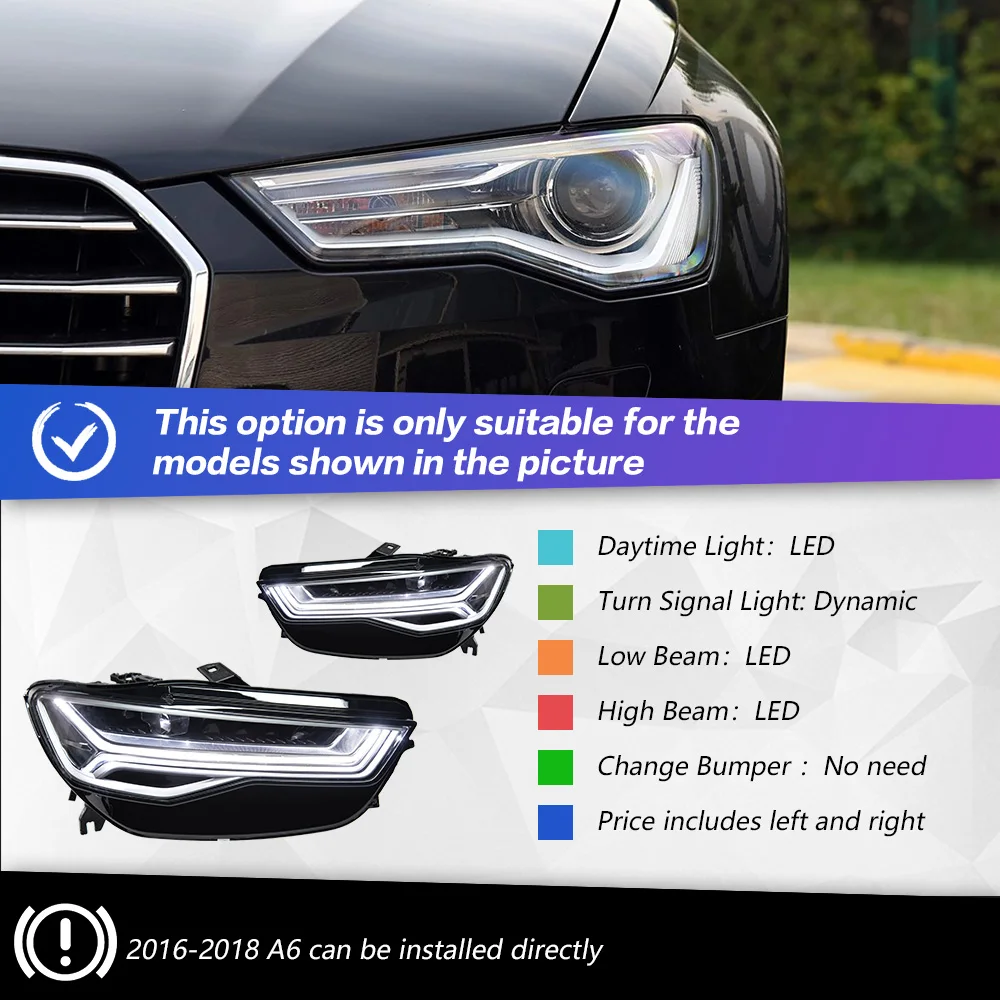 Koplamp Voor Audi A6 2012-2018 C7 12V Auto Автомобильные Товары Drl Hella Xenon Lens Hella Hid H7 Led A6 L Auto Accessoires