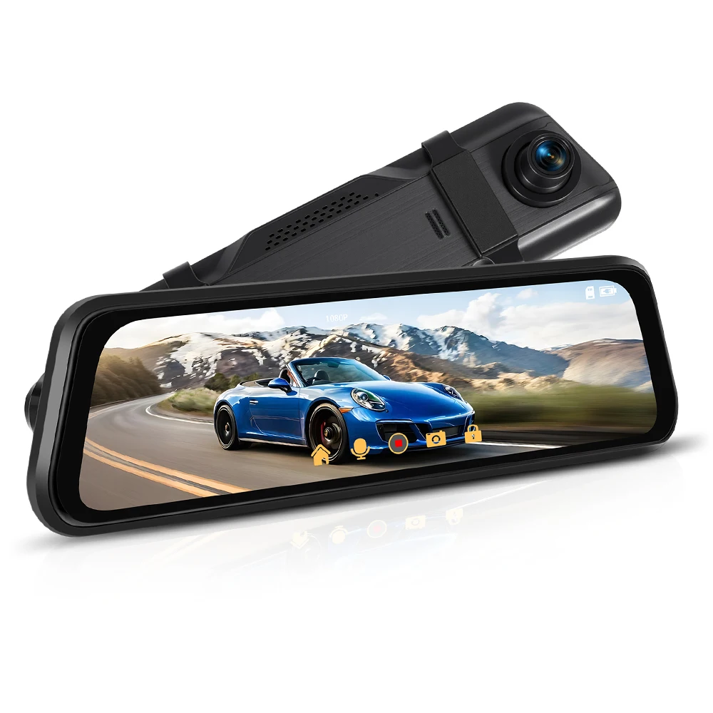 Podofo Fahrtenschreiber 9,66 Zoll Touchscreen Rückfahrkamera 1080P Auto-Dashcam Nachtsicht Rückfahrassistenz Loop-Aufnahme