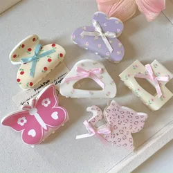 Cute Sweet Bow Flower Hair Claw Women Girl Bowknot Ribbon Clip di granchio Y2k hark Clip fermaglio per capelli accessori per capelli