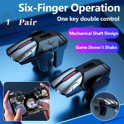 1 Pair 6-Finger Phone Game Trigger for PUBG Mobile Game Controller Gamepad Joystick G21 Aim Shooting Triggers Alloy Key Button