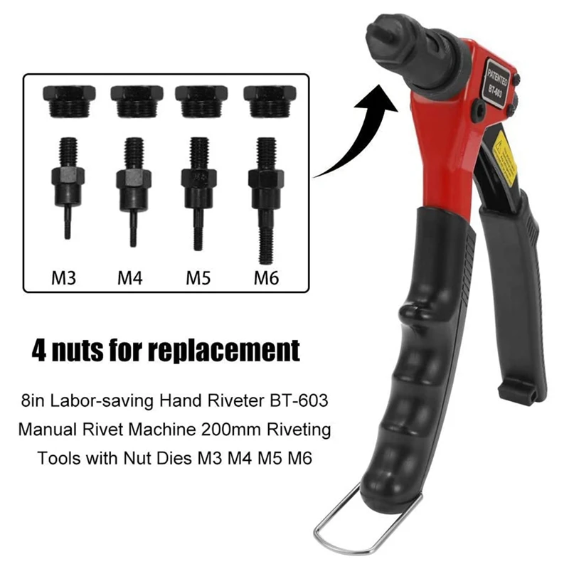 Nuovo strumento di rivettatura manuale BT-603 (M3/M4/M5/M6) Kit di attrezzi per rivetti manuali strumento di impostazione del dado del rivetto