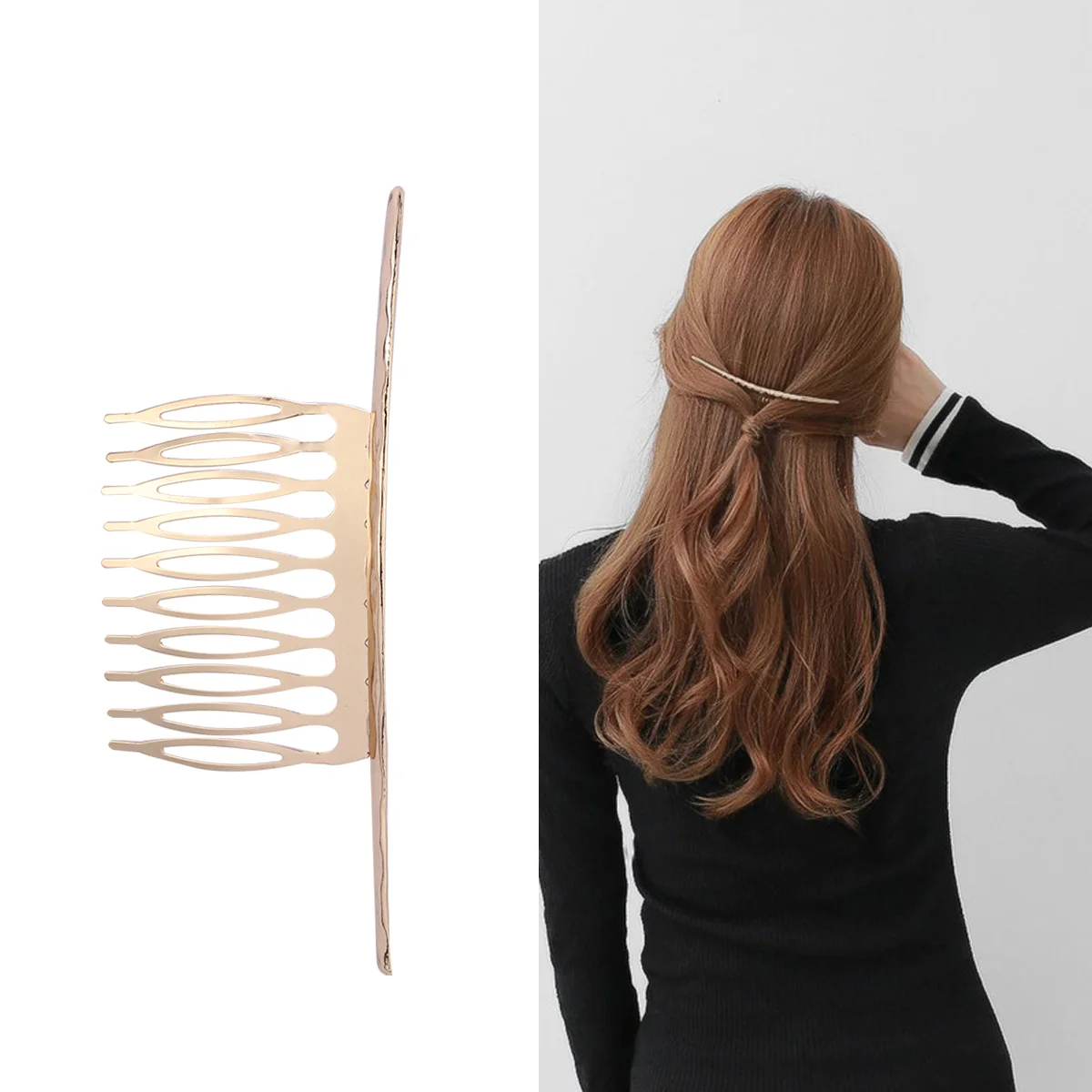 Simple Hair Side Combs Sweet Comb Hair Clip Band Hair Comb for Women Girls Ladies (Golden) bridal side comb