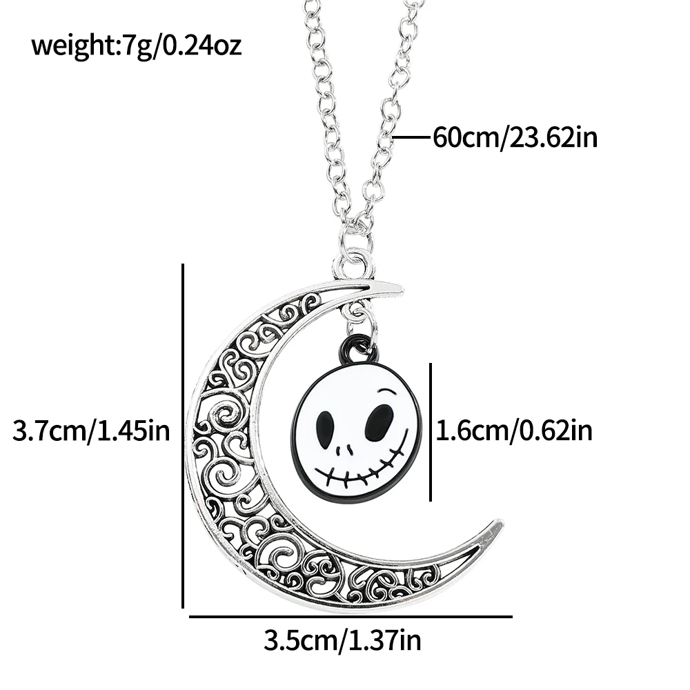 Disney Nightmare Before Christmas Necklace Jack Skellington Sally Figures Fashion Moon Necklace for Women Party Gifts