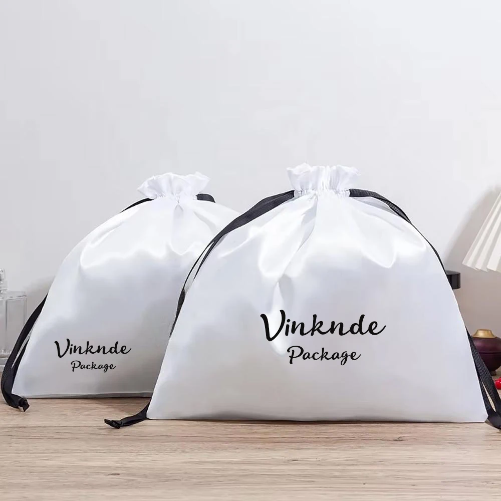

Шелковый атласный мешочек с логотипом на шнурке 25x30 см, большая упаковочная сумка для обуви, шляпы, париков, ухода за волосами, духи, органайзер для свадебного подарка