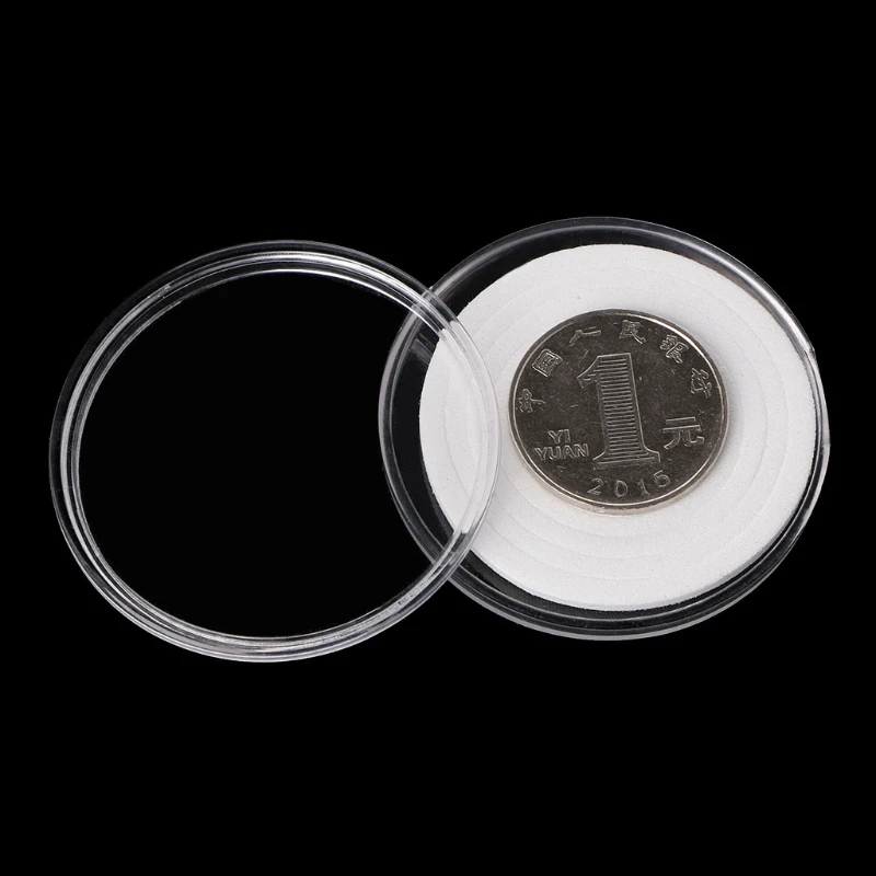 Caja almacenamiento monedas acrílicas, juego almohadillas internas, contenedor diamantes belleza para uñas