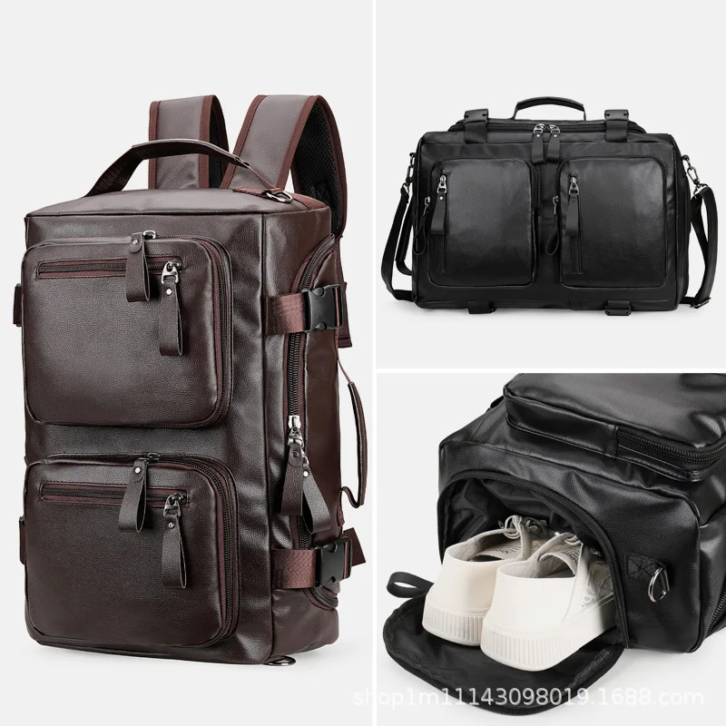 fashion-business-casual-pu-leather-backpack-travel-bag-shoe-position-business-travel-handbag-one-shoulder-crossbody-bag