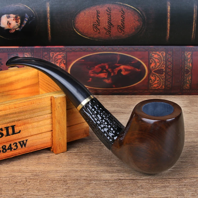 Straight and Bent Ebony Wood Carved Tobacco Pipes, Smoking Pipe, New Classic Tools, Smoking Accessories, Gift for Father, 9mm