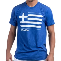 Greek Flag | Greece Hellas Hellenic Pride Vintage Style Men T-Shirt Short Sleeve Casual Cotton O-Neck Summer T Shirts