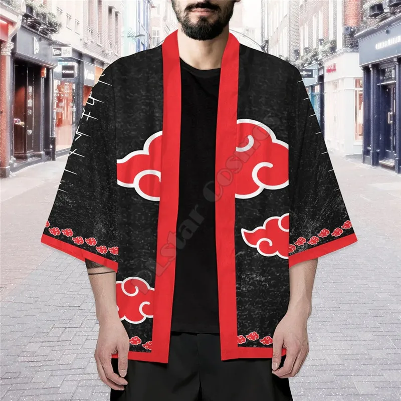 Kimono Akatsuki Prajurit Musim Panas Gambar Cetak 3D Wanita untuk Pria Kimono Cardigan Cosplay Kawaii Lembut Jepang Pakaian Uniseks Kimono Kemeja