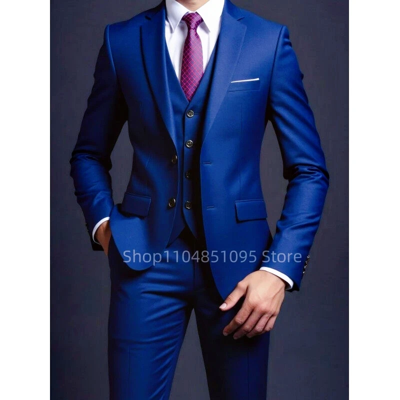 

Elegant Costume Homme 3 Piece Wedding Suits for Men Slim Fit Best Man Wedding Tuxedo for Groom Smart Casual Prom Party Suit Male