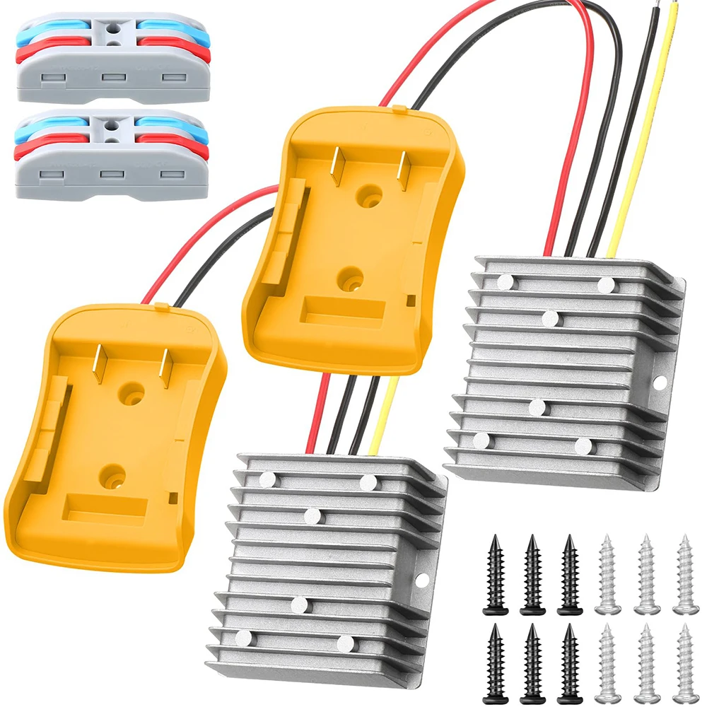 

1/2pcs18V/20V Buck Converter Compatible with DeWalt 20V Wheels Battery Adapter DC 12V 20A 240W Buck Converter Regulator Battery