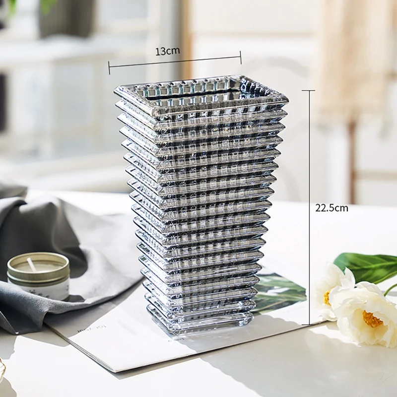 

Nordic Luxury Crystal Vase Flower Arrangement Container Desktop Decoration Rectangular Flower Arrangement Vases