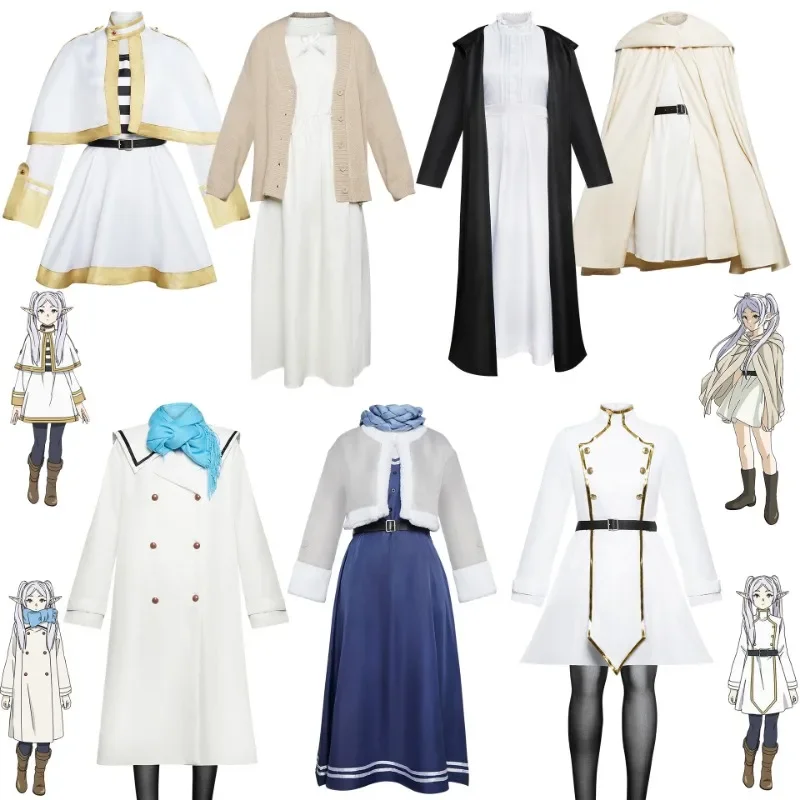 

Anime Frieren Cosplay At The Funeral Costume Fern Outfits Magician Dress Elf Ear Halloween Role Play Party Suit Wig Full Set