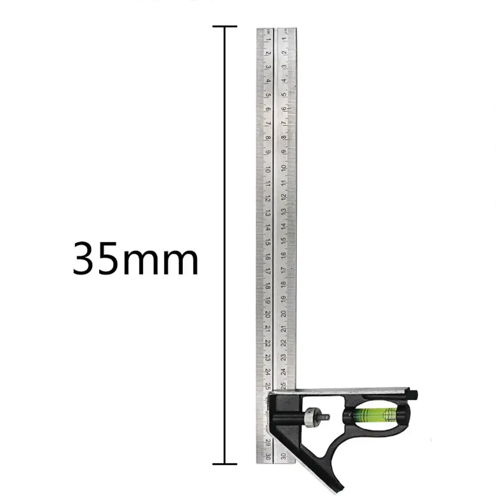 Verstelbare Combinatie Vierkant/Haakse Liniaal 45/90 Graden Multifunctioneel Meetgereedschap Voor Houtbewerking Universeel