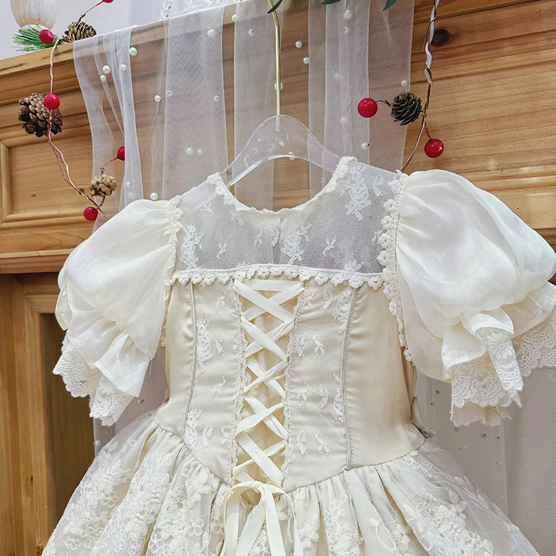 3-8years Summer New Arrivals Girls\' Court Style Lolita Christmas Children\'s Birthday Dress Lace Strap Fluffy Princess Dress Up