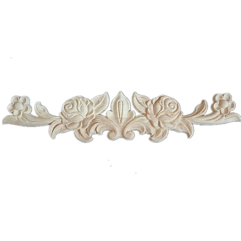 

2PCS 28-10cm Unpainted Wood Carved Decal Corner Applique Frame for Home Furniture Wall Cabinet Door Wooden Miniature Craft