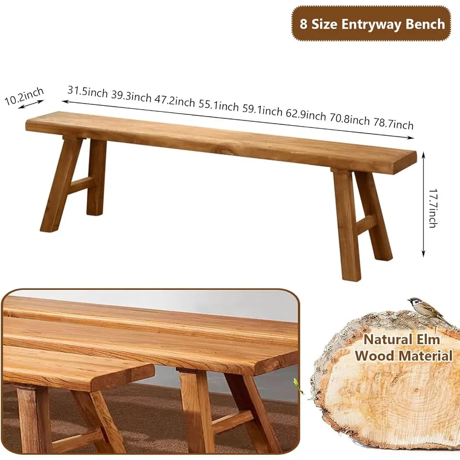 مقعد خشبي نحيف لمدخل المزرعة للاستخدام الداخلي، مقعد تخزين أحذية طويل ضيق مع تصميم متين وقوي، مثالي لـ Din