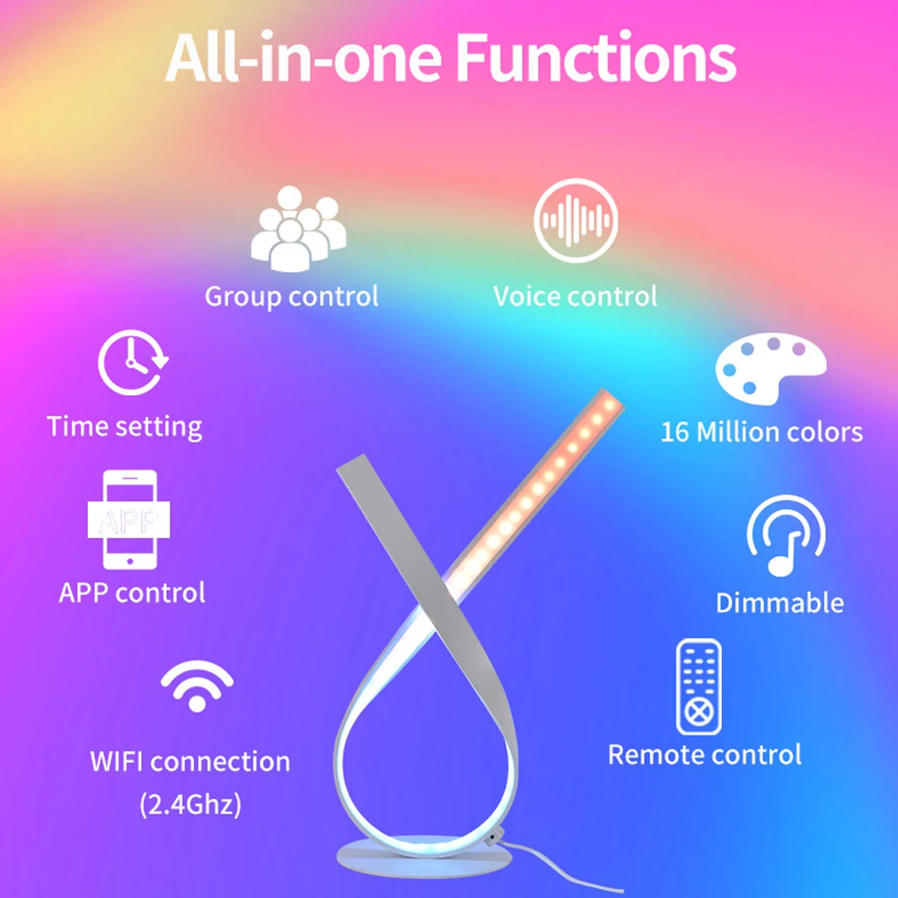

LED RGB Desk Lamp Dimming Eye Protection Night Light Support Alexa Google Home Voice Control Smart Table Light Living Room Decor
