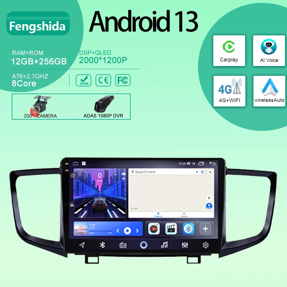 

Android Auto For Honda Pilot 2016-2019 Navigation GPS Car Radio Multimedia Player Stereo Screen Head Unit 5G TB WIFI No 2din DVD