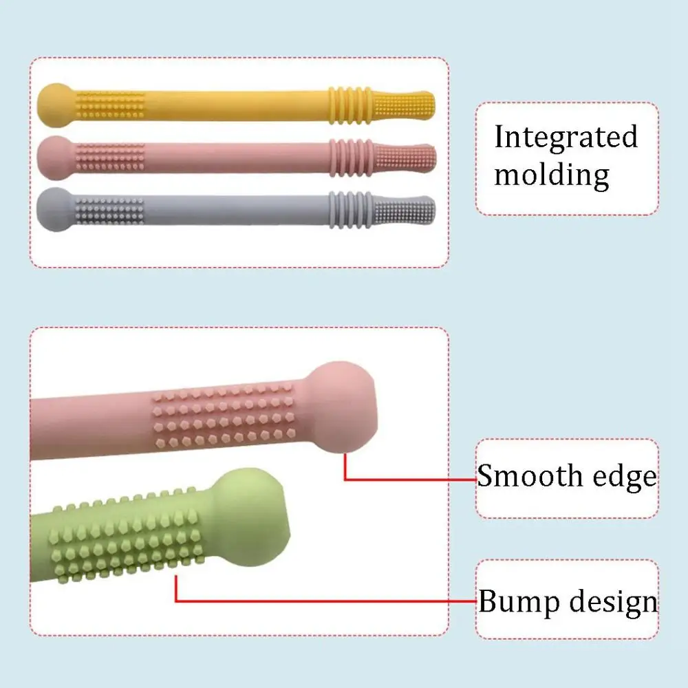 Healthy BPA Free Chewy Dental Care Food Grade Silicone Teething Toys Teether Tubes Baby Teether Toothbrush Gift