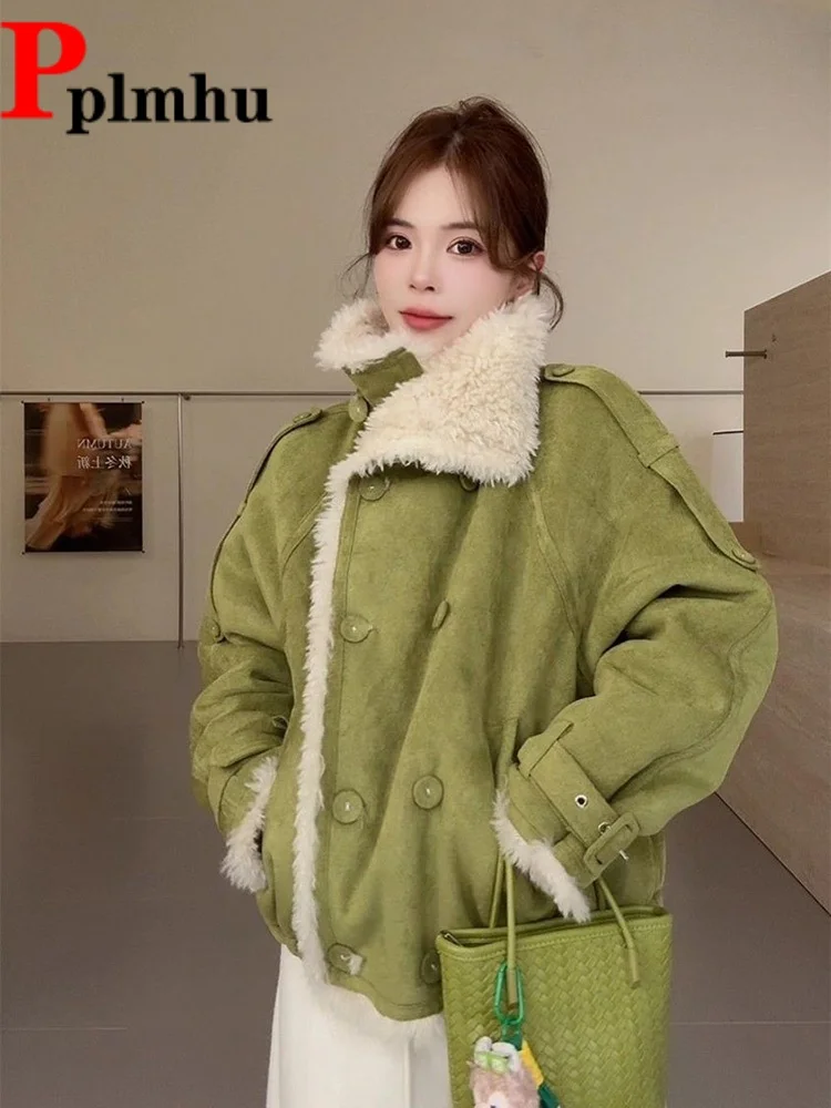 

Thickened Plush Velvet Baggy Jackets Women's Casual Fashion Warm Chaquetas Long Sleeved Loose Stand Collar Jaquetas Coat