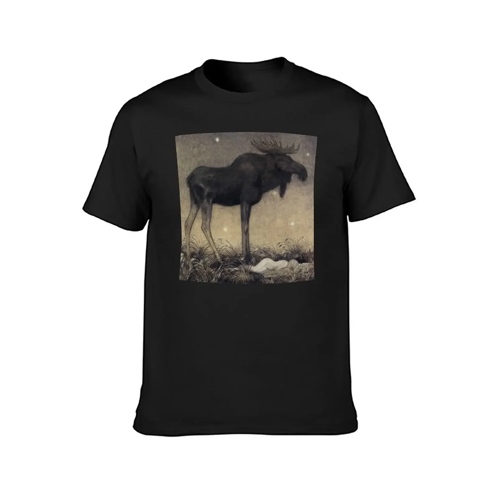 Leap The Elk And Princess Tuvstarr by John Bauer T-Shirt anime tshirt summer tops Clothing oversized t shirts for men