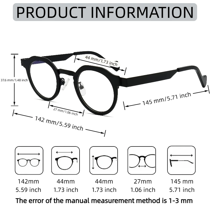 Retro Hochwertige Acetat-Brillen, handgefertigt in Japan, mit einem runden, modischen Rahmen, Unisex-Designer-Markenbrille. – Detail 11