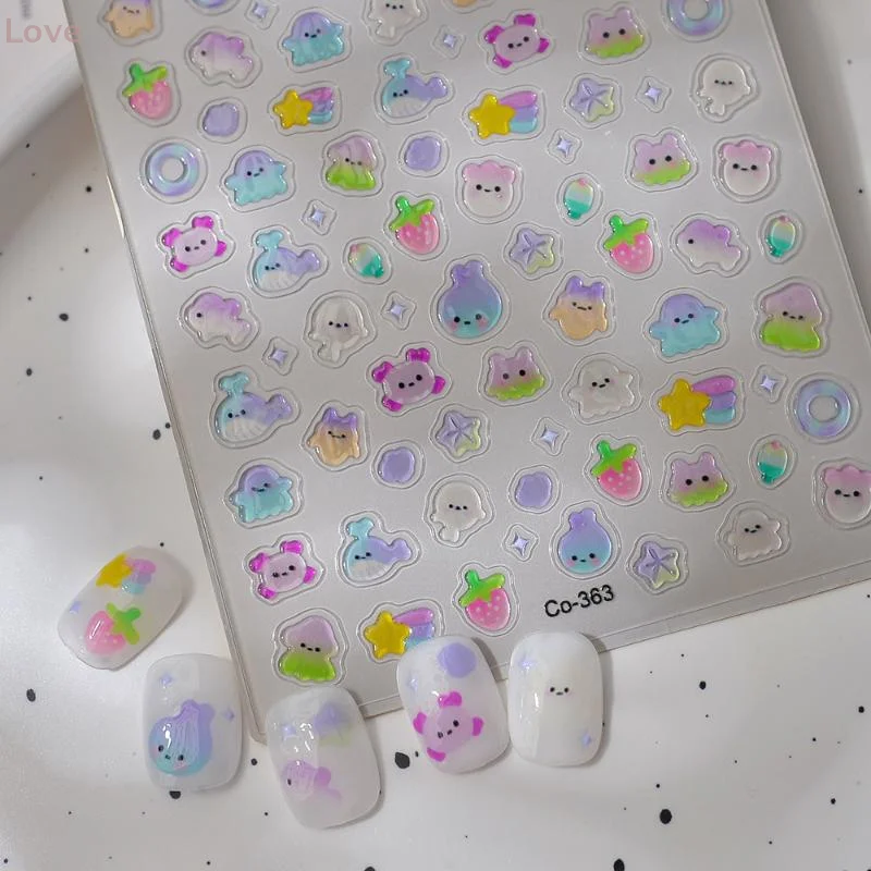 [L & P] الكرتون المحيط شاطئ المحيط مسمار الفن ملصقات قذيفة نجم البحر المشابك محارة نجوم مانيكير الشارات الديكور الصيف مسمار سحر