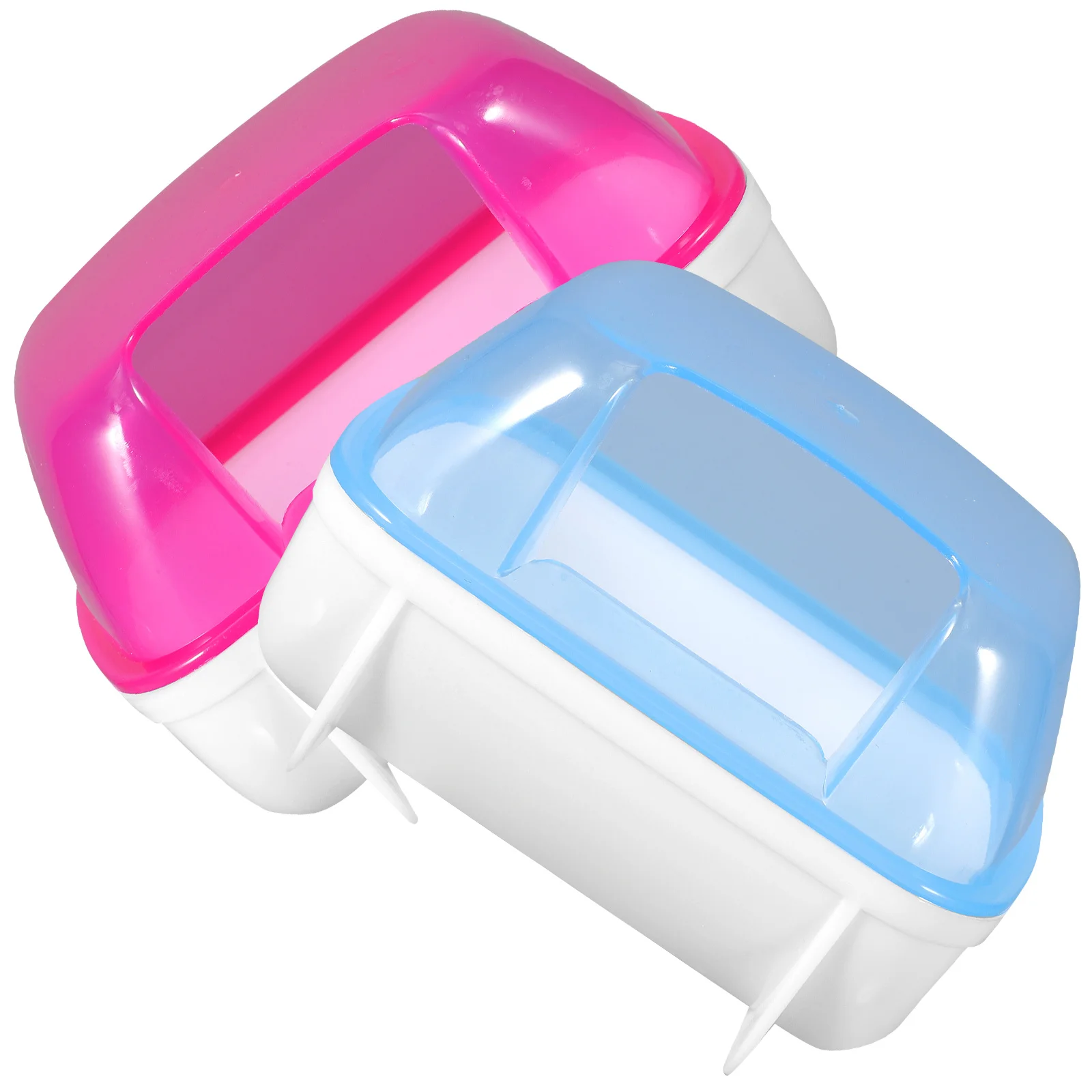 

2 pcs Hamster Sand Bath House Blue Plastic Container For Small Pets Half Transparent Detachable Design Sand Bathroom For