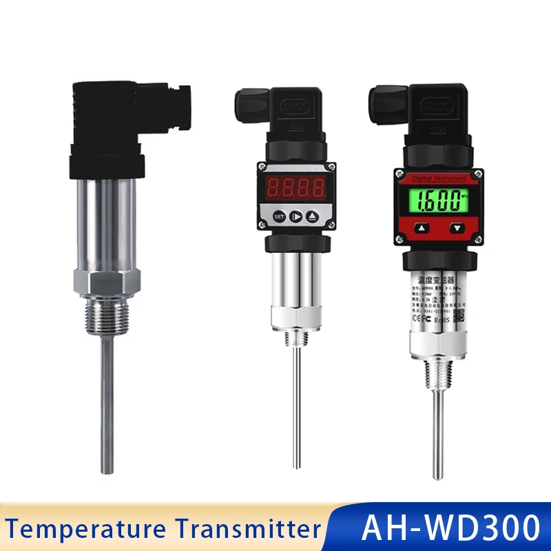 LCD Display Hersman Plug-in Integrated Temperature Transmitter 4-20mA Output Thermal Resistance PT100 Sensor