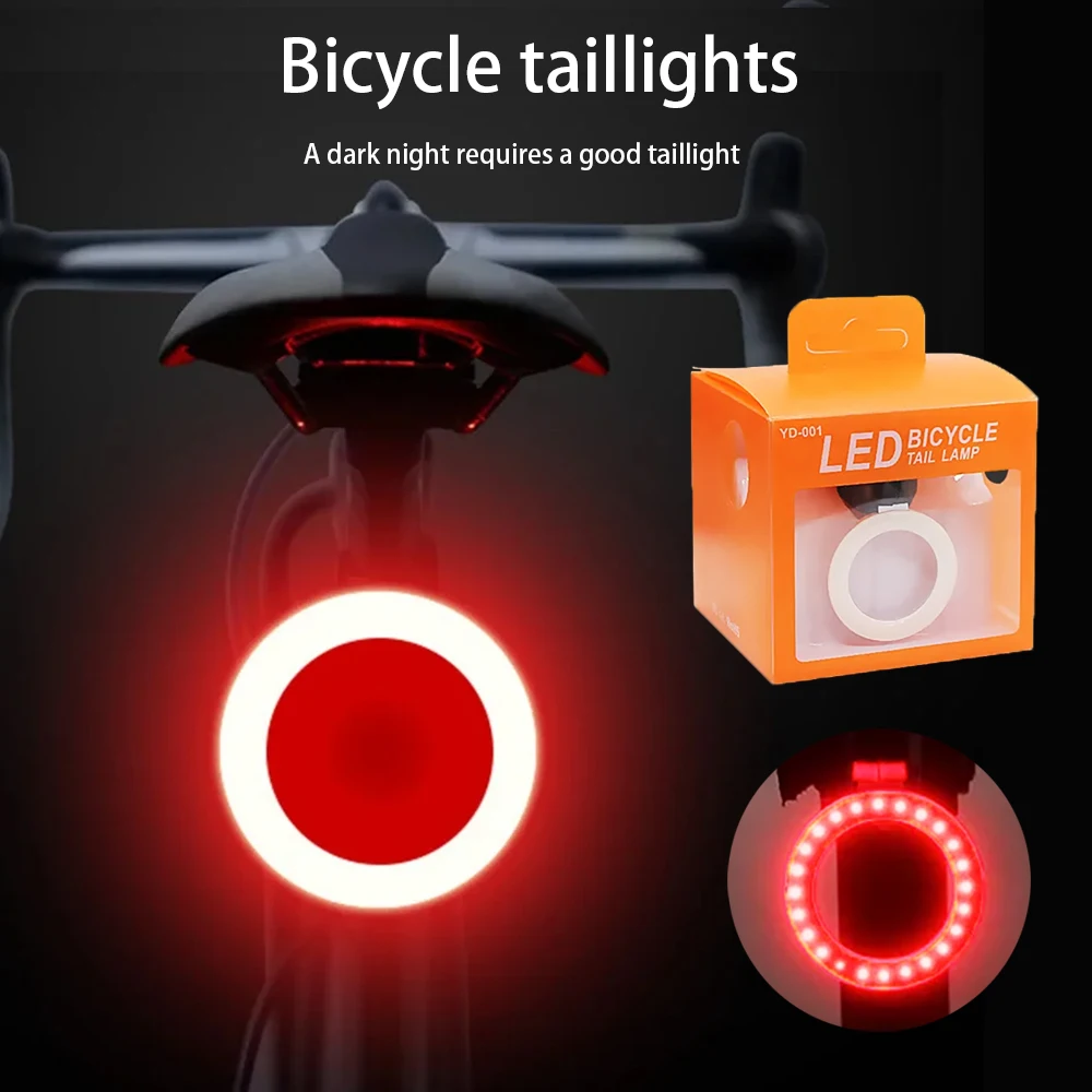 Bicycle taillights circular heart-shaped Night Safety Warning light Waterproof LED Cycling rear light MTB bike 5 Mode flashing