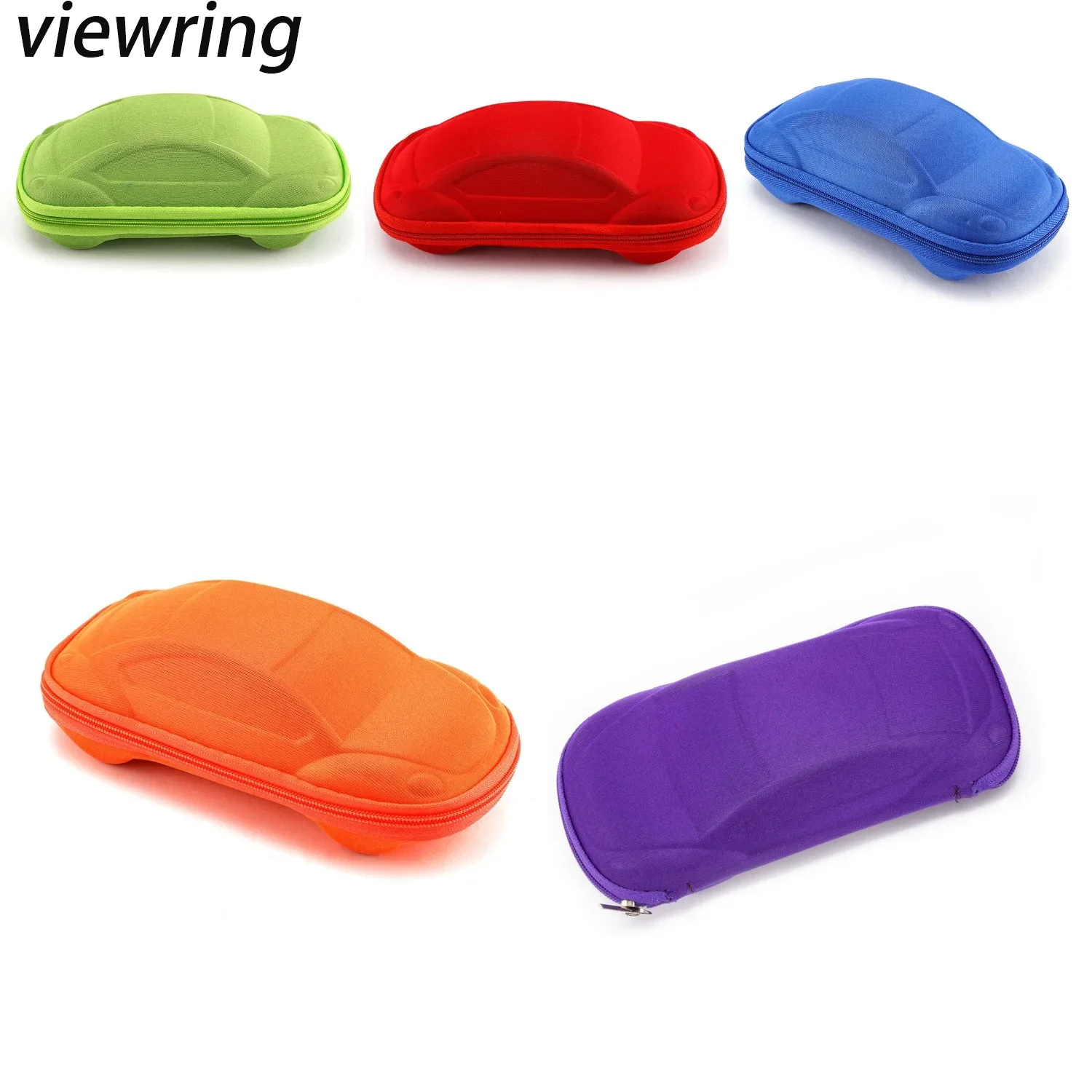 Viewring Niedliche Cartoon-Auto-förmige Brillenetui-Box für Kinder, Jungen und Mädchen, Brillenbox, Schreibwaren-Aufbewahrungsbox, Brillenbox mit Reißverschluss