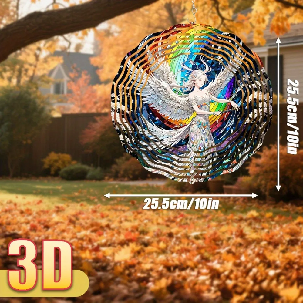 2D 1PC Stained Glass Angel Rainbow Flowers 360° Rotating Hook Garden Decor for Women