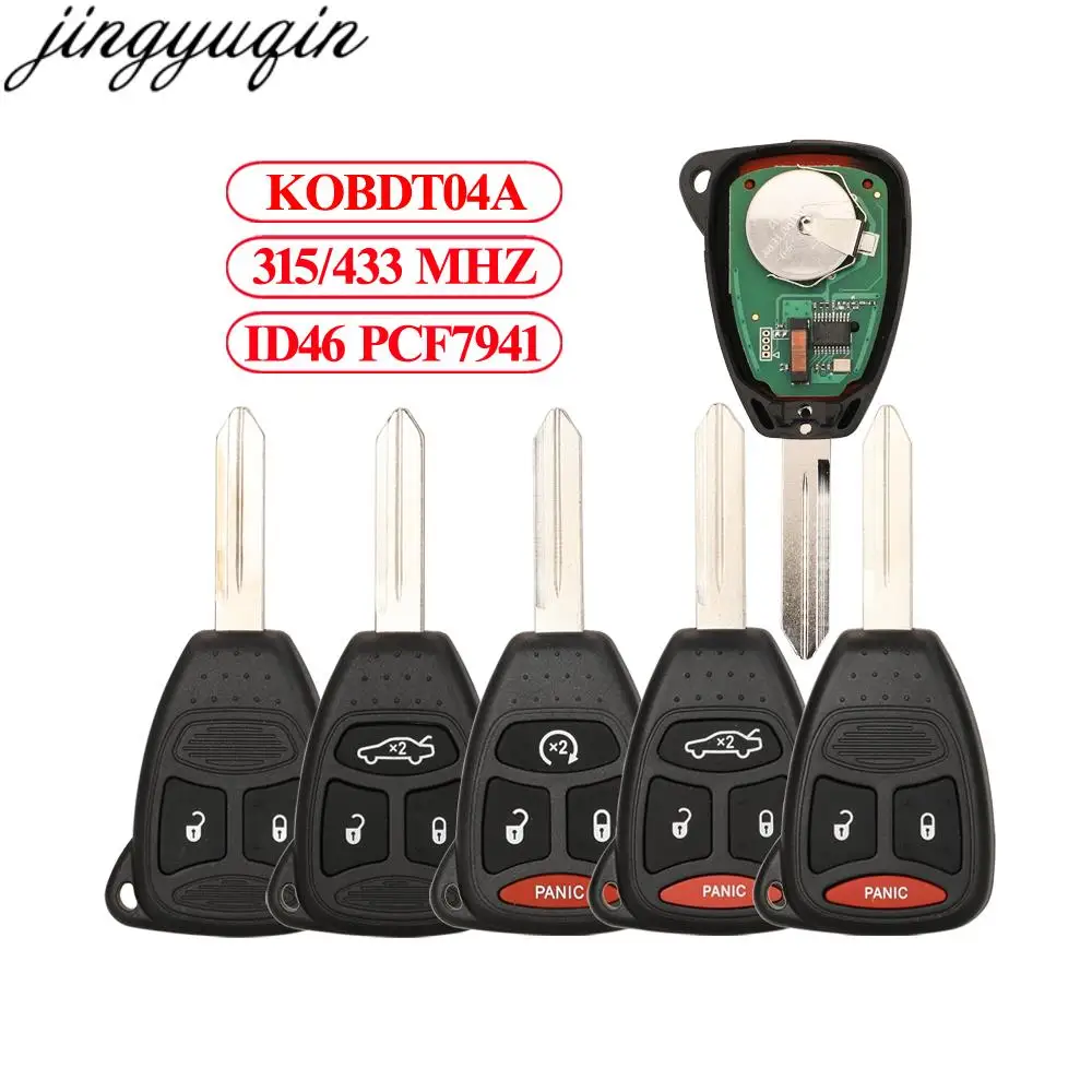 

Jingyuqin Remote Car Key Alarm 315/433MHZ ID46 PCF7941 For Jeep Commander Chrysler Aspen Dodge Dakota Durango Ram KOBDT04A