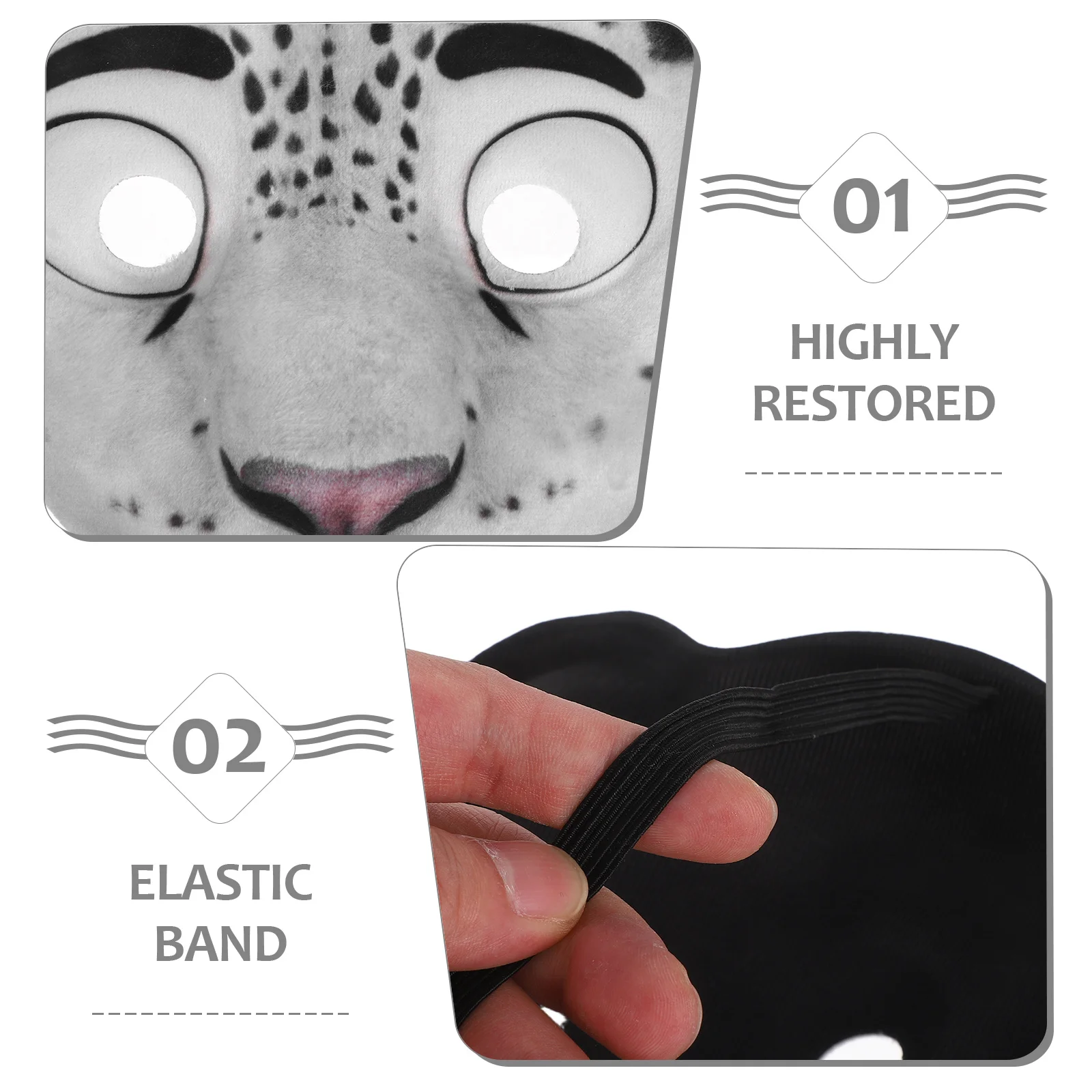 2 stuks dierengezichtsmaskers Halloween bedrukte tijger sneeuwluipaard cosplay party carnaval masker voor kinderen volwassenen kostuum